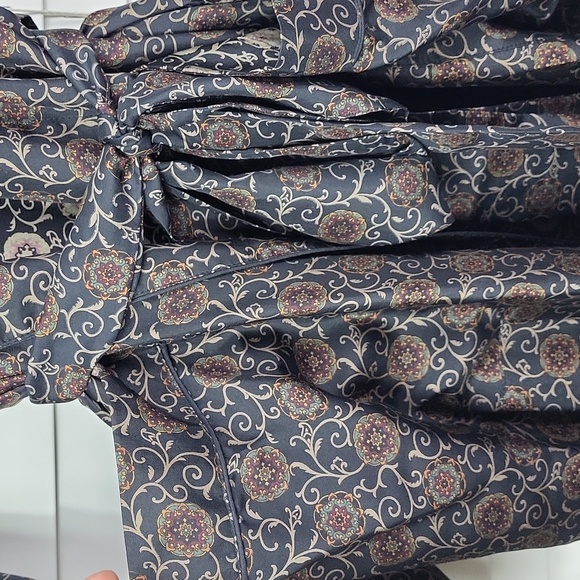 Max Deco Vintage 100% Silk Patterned long Robe/Kimono w/Belt. Size L/XL - Picture 3 of 12